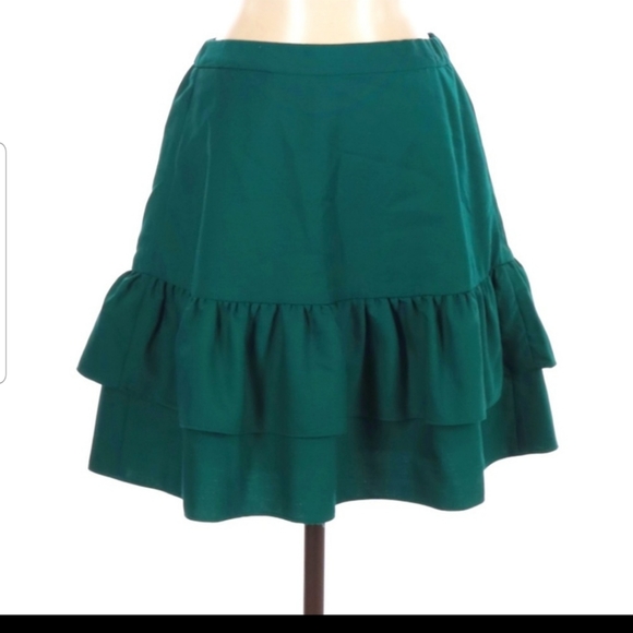 J.Crew ruffle mini skirt in emerald green - Picture 1 of 8